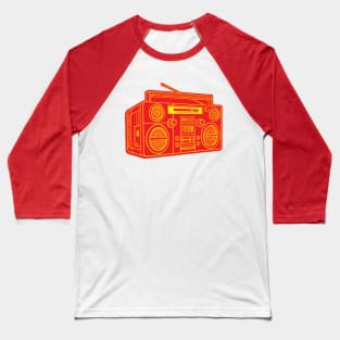 Boombox (Yellow Lines + Red Drop Shadow) Analog / Music Baseball T-Shirt